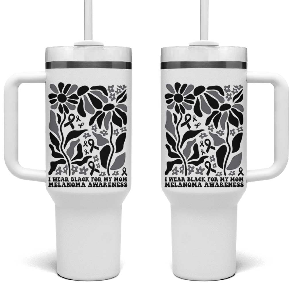 I Wear Black For My Mom Tumbler With Handle Melanoma Support Squad