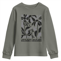 I Wear Black For My Mom Youth Sweatshirt Melanoma Support Squad