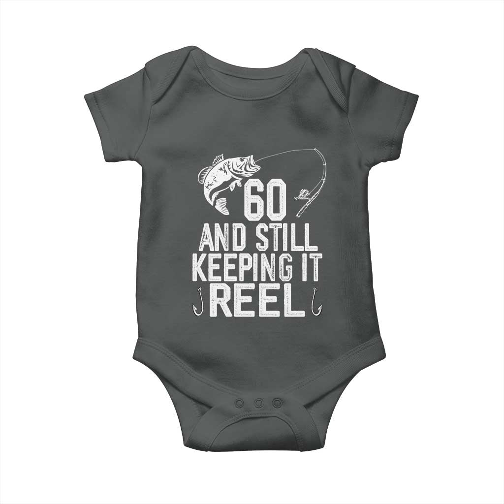 Personalized 60th Birthday Fishing Baby Onesie Custom Number Bday Still Keeping It Reel