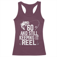 Personalized 60th Birthday Fishing Racerback Tank Top Custom Number Bday Still Keeping It Reel