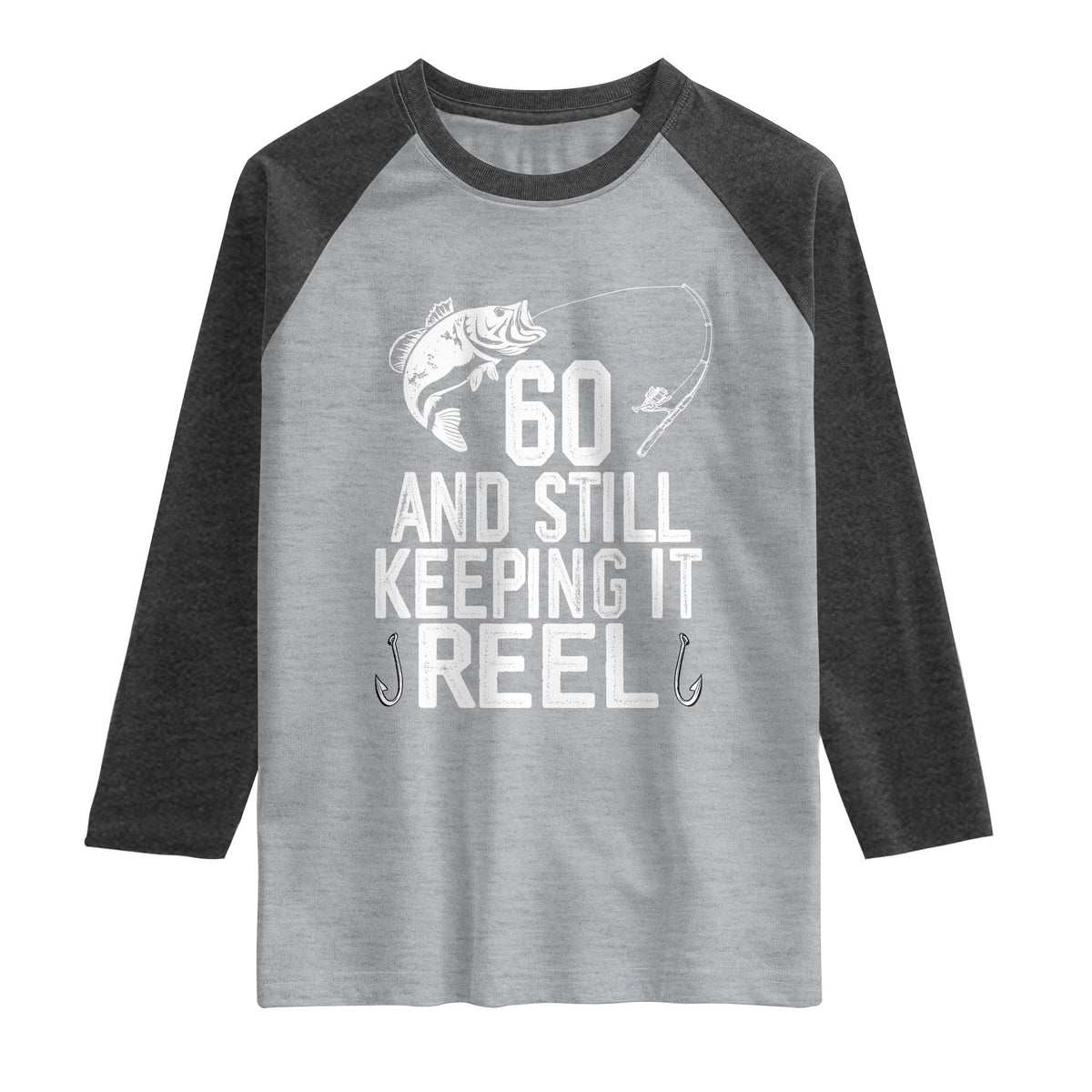 Personalized 60th Birthday Fishing Raglan Shirt Custom Number Bday Still Keeping It Reel