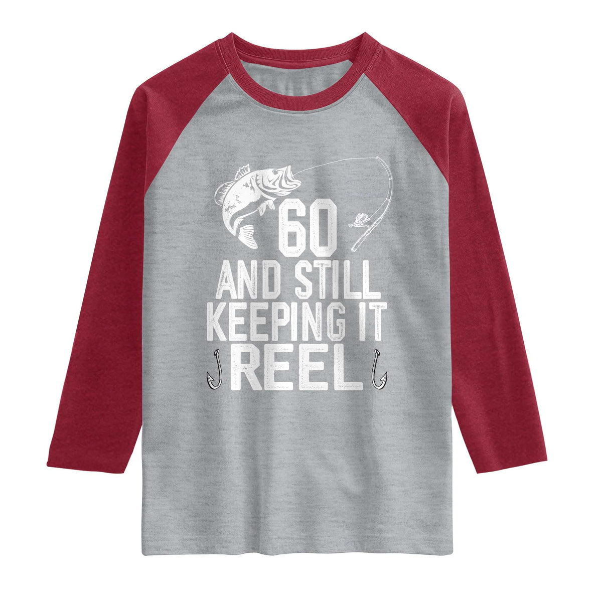 Personalized 60th Birthday Fishing Raglan Shirt Custom Number Bday Still Keeping It Reel