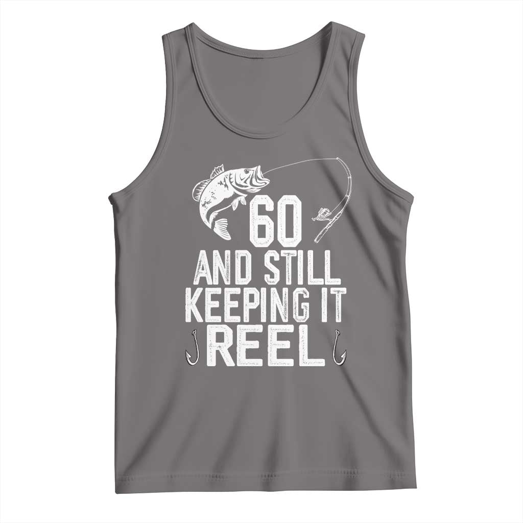 Personalized 60th Birthday Fishing Tank Top Custom Number Bday Still Keeping It Reel