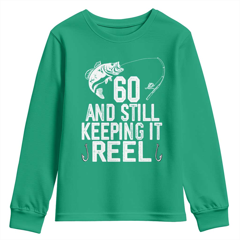 Personalized 60th Birthday Fishing Youth Sweatshirt Custom Number Bday Still Keeping It Reel