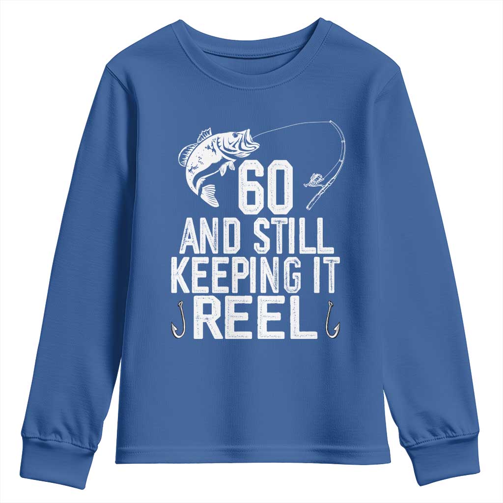 Personalized 60th Birthday Fishing Youth Sweatshirt Custom Number Bday Still Keeping It Reel