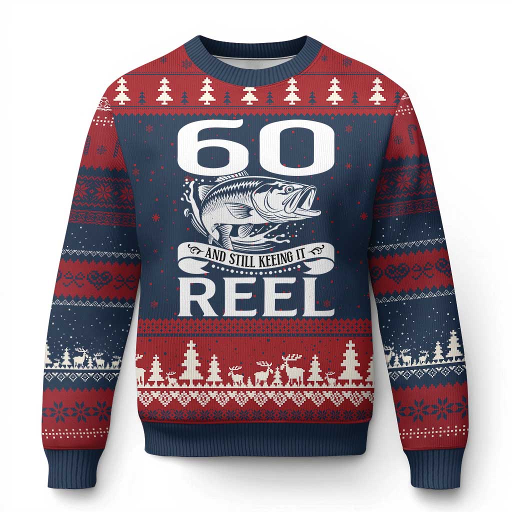 Still Keeping It Reel At 60 Ugly Christmas Sweater Fisherman Birthday Gift