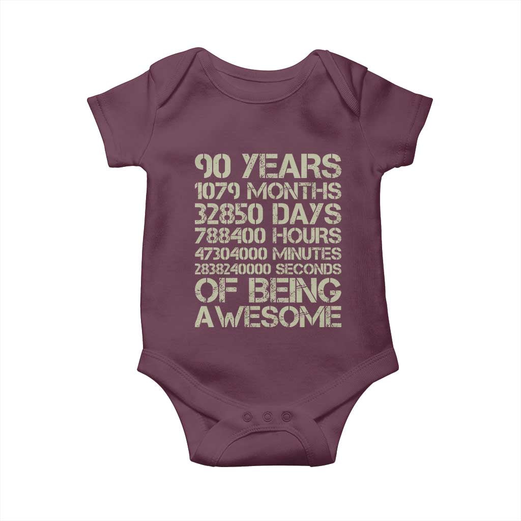 90 Years Of Being Awesome Baby Onesie 90th Birthday Gift Idea