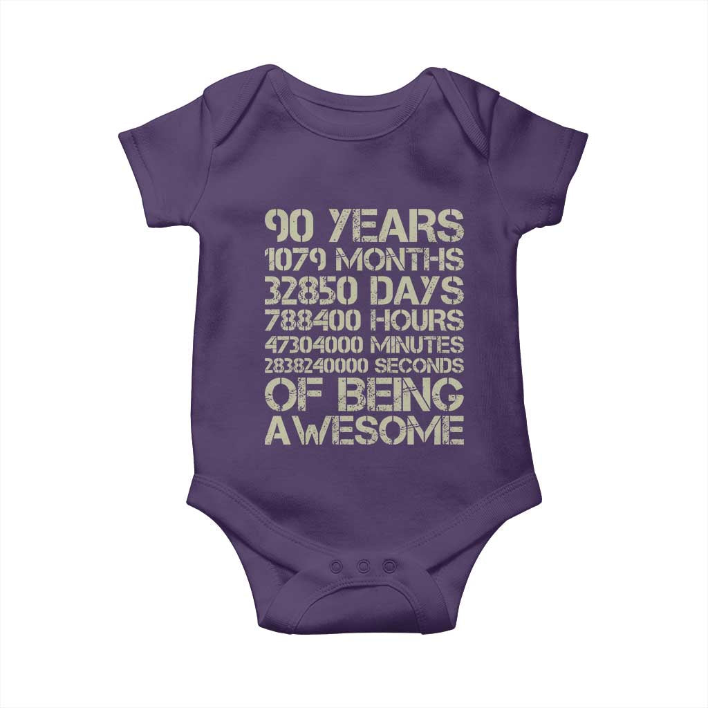 90 Years Of Being Awesome Baby Onesie 90th Birthday Gift Idea