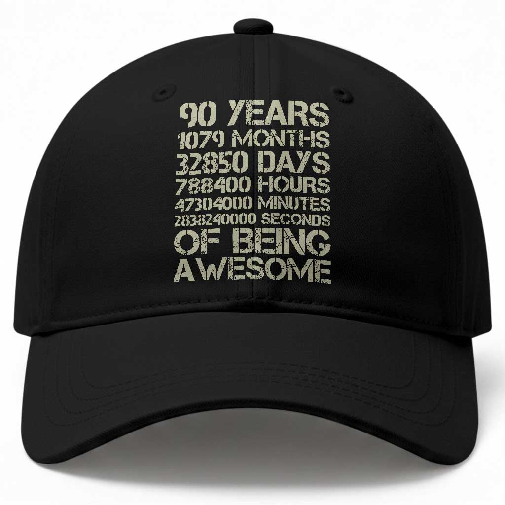 90 Years Of Being Awesome Baseball Cap 90th Birthday Gift Idea