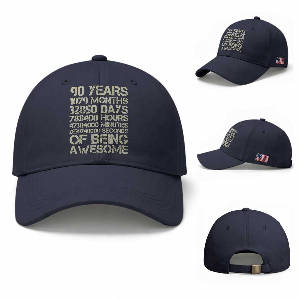 90 Years Of Being Awesome Baseball Cap 90th Birthday Gift Idea