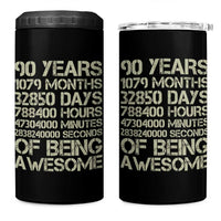 90 Years Of Being Awesome 4 in 1 Can Cooler Tumbler 90th Birthday Gift Idea