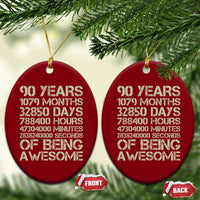 90 Years Of Being Awesome Ceramic Ornament 90th Birthday Gift Idea