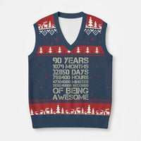 90 Years Of Being Awesome V-Neck Knit Sweater Vest 90th Birthday Gift Idea