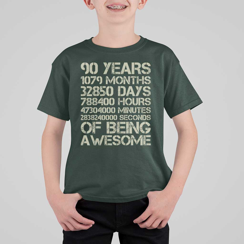 90 Years Of Being Awesome T Shirt For Kid 90th Birthday Gift Idea