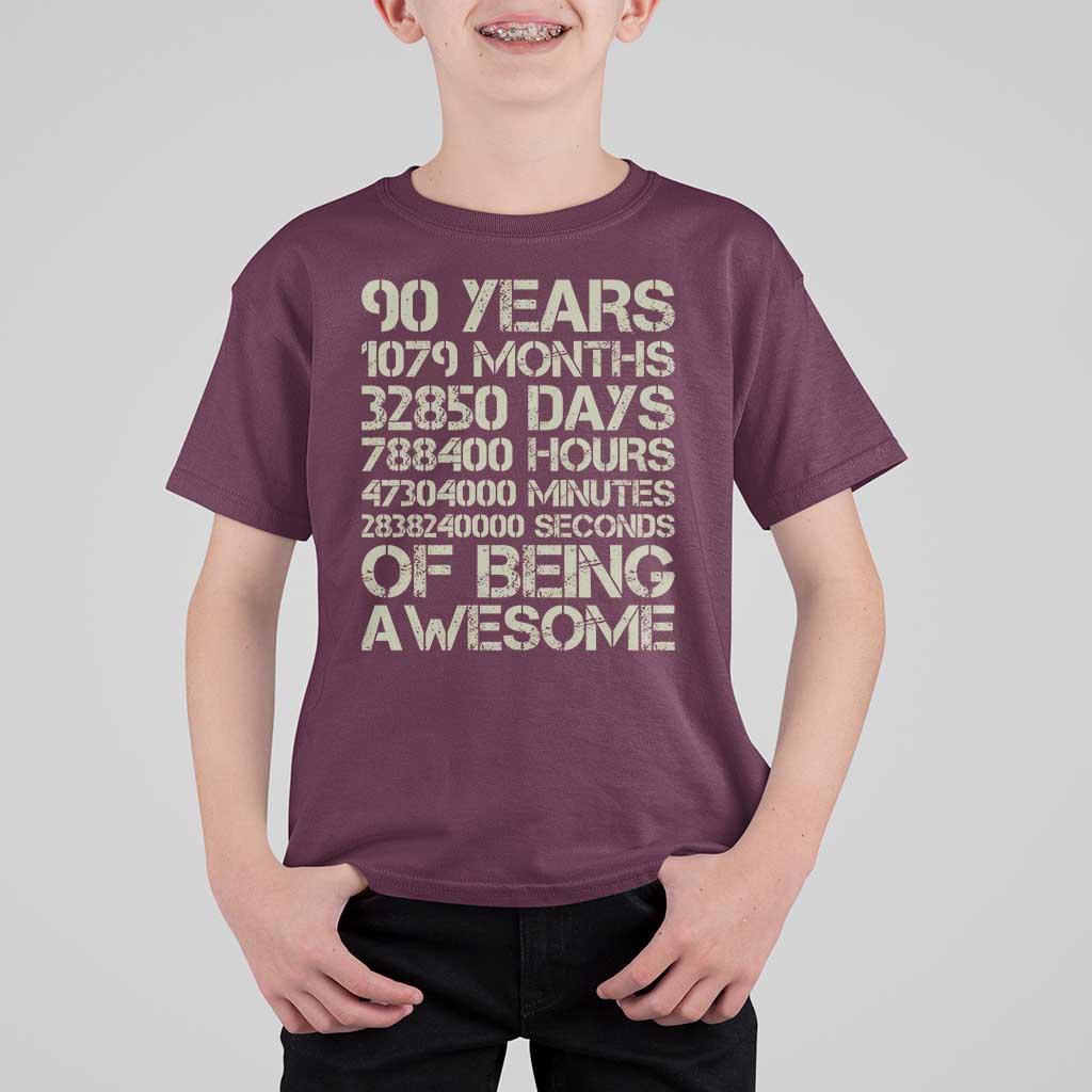 90 Years Of Being Awesome T Shirt For Kid 90th Birthday Gift Idea