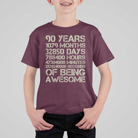 90 Years Of Being Awesome T Shirt For Kid 90th Birthday Gift Idea