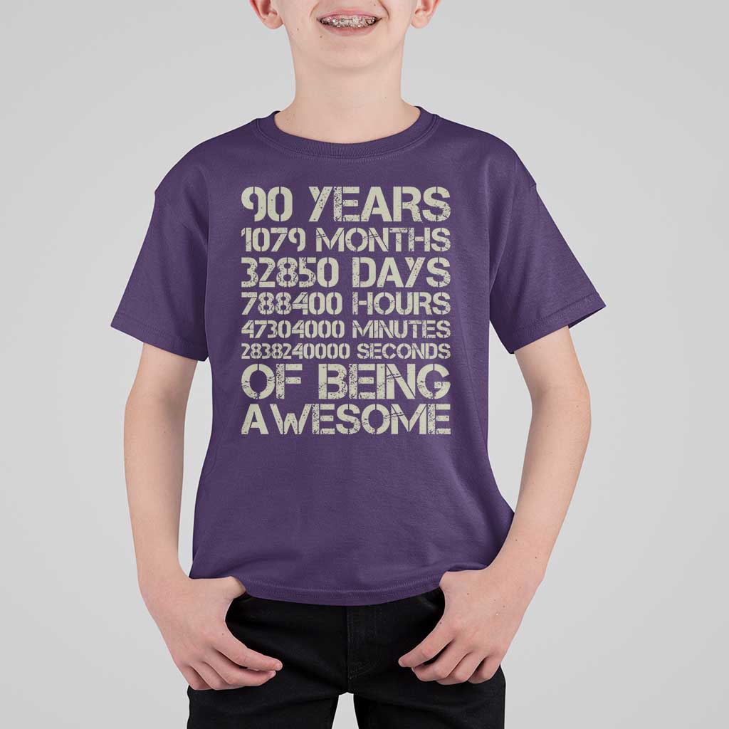 90 Years Of Being Awesome T Shirt For Kid 90th Birthday Gift Idea