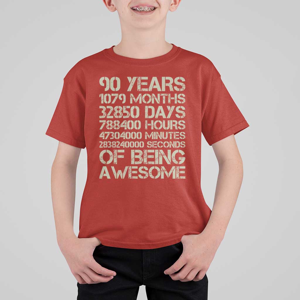 90 Years Of Being Awesome T Shirt For Kid 90th Birthday Gift Idea