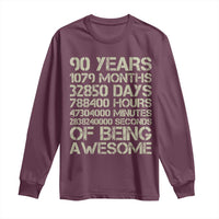 90 Years Of Being Awesome Long Sleeve Shirt 90th Birthday Gift Idea
