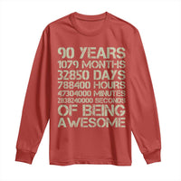 90 Years Of Being Awesome Long Sleeve Shirt 90th Birthday Gift Idea