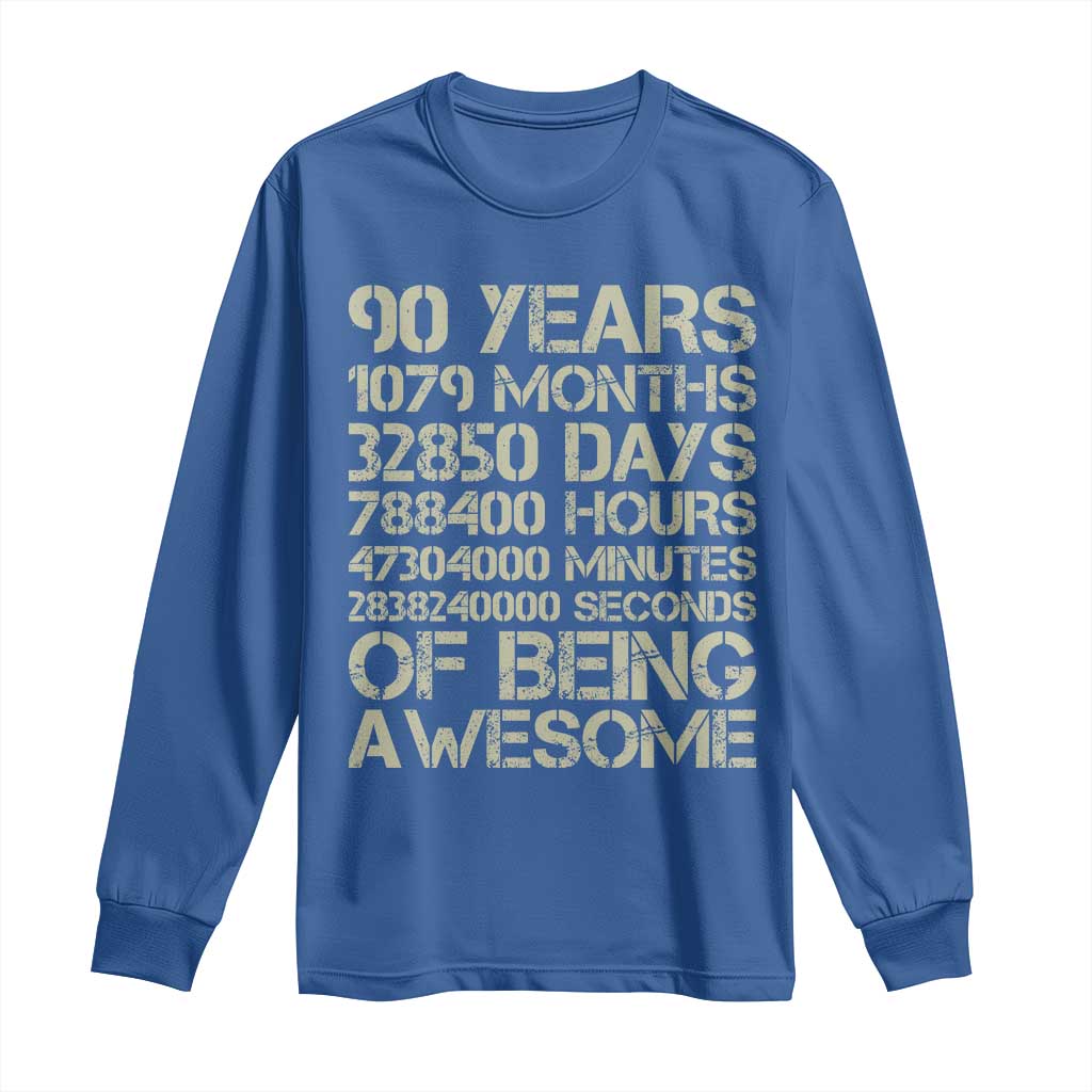 90 Years Of Being Awesome Long Sleeve Shirt 90th Birthday Gift Idea