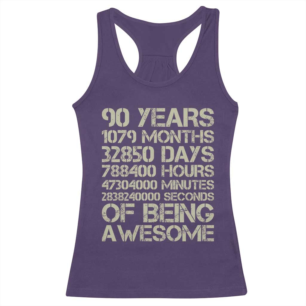 90 Years Of Being Awesome Racerback Tank Top 90th Birthday Gift Idea