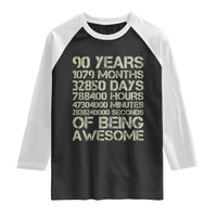 90 Years Of Being Awesome Raglan Shirt 90th Birthday Gift Idea