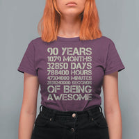 90 Years Of Being Awesome T Shirt For Women 90th Birthday Gift Idea