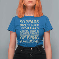 90 Years Of Being Awesome T Shirt For Women 90th Birthday Gift Idea