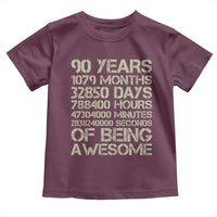 90 Years Of Being Awesome Toddler T Shirt 90th Birthday Gift Idea