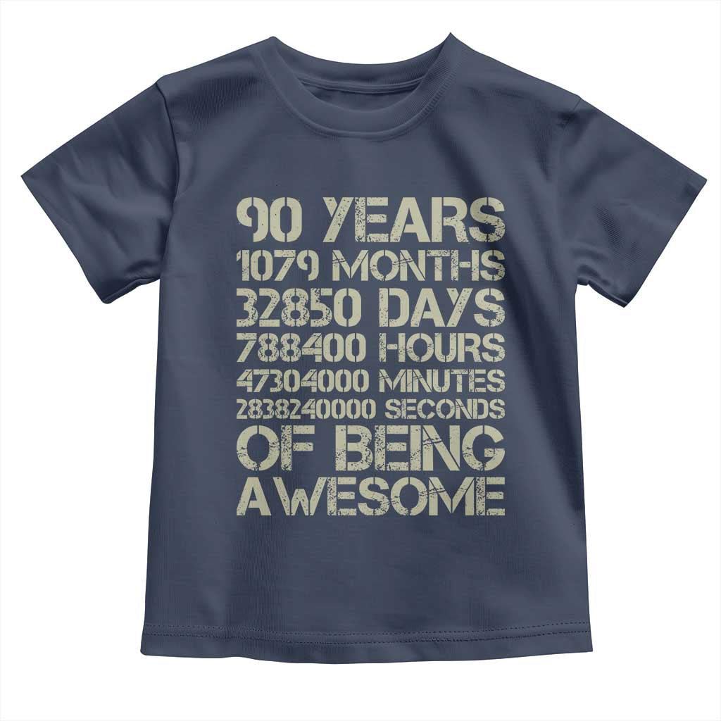 90 Years Of Being Awesome Toddler T Shirt 90th Birthday Gift Idea