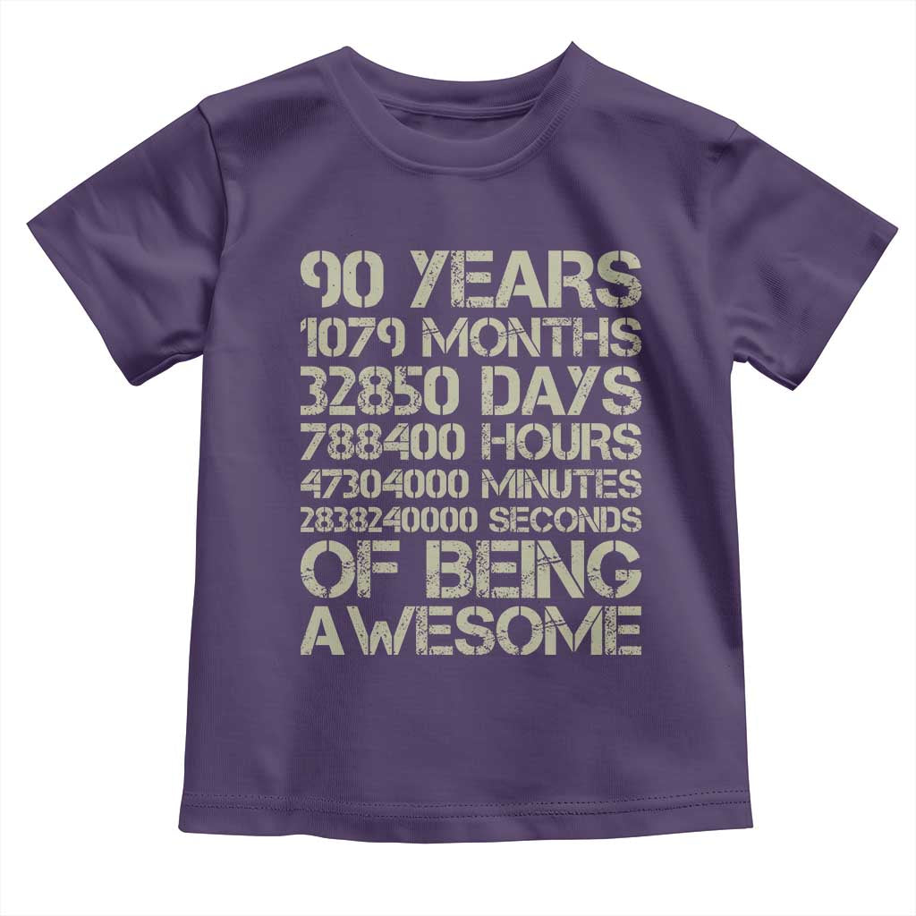 90 Years Of Being Awesome Toddler T Shirt 90th Birthday Gift Idea
