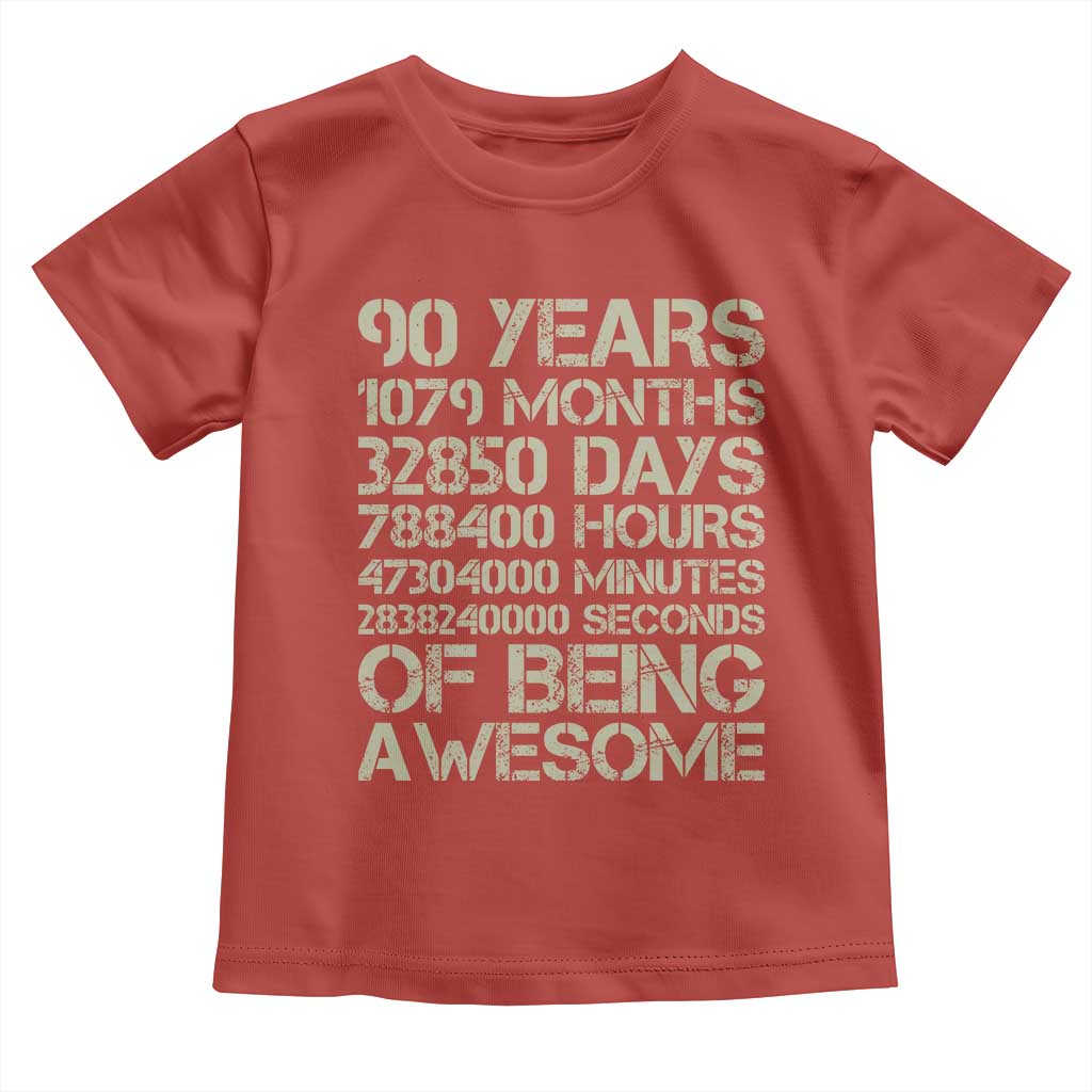90 Years Of Being Awesome Toddler T Shirt 90th Birthday Gift Idea