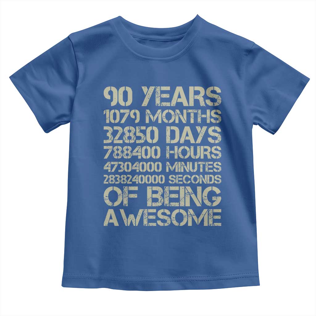 90 Years Of Being Awesome Toddler T Shirt 90th Birthday Gift Idea
