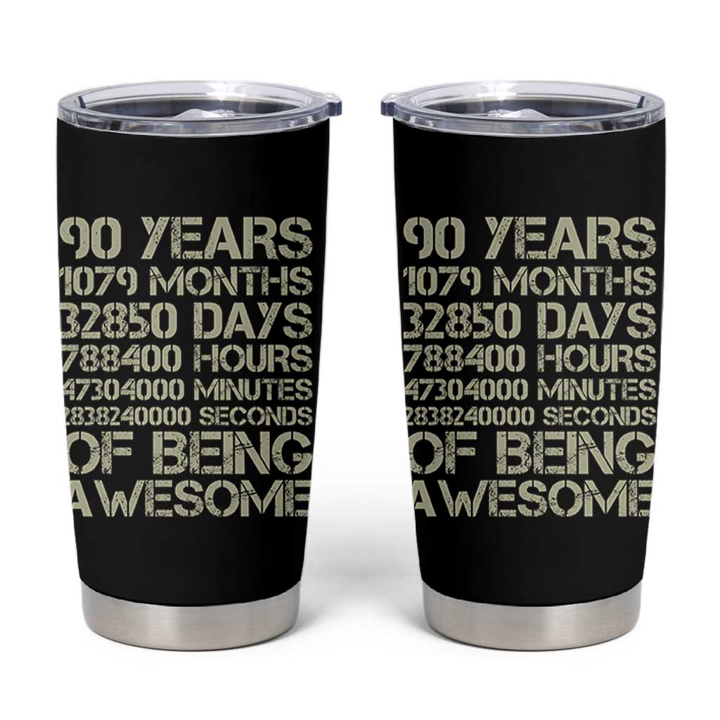 90 Years Of Being Awesome Tumbler Cup 90th Birthday Gift Idea
