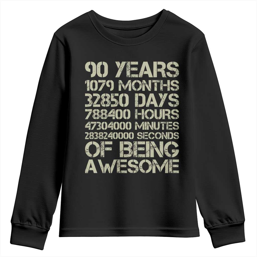90 Years Of Being Awesome Youth Sweatshirt 90th Birthday Gift Idea