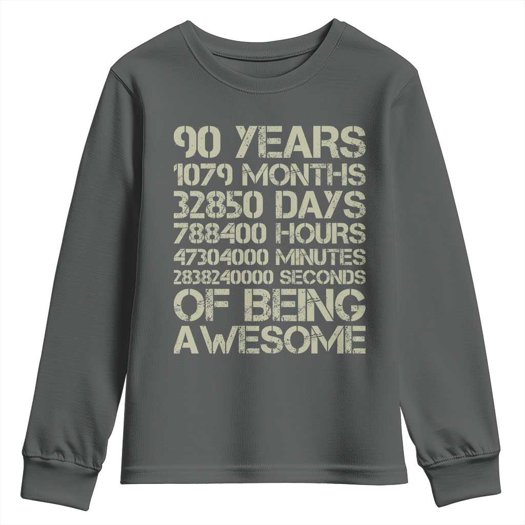 90 Years Of Being Awesome Youth Sweatshirt 90th Birthday Gift Idea