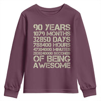 90 Years Of Being Awesome Youth Sweatshirt 90th Birthday Gift Idea