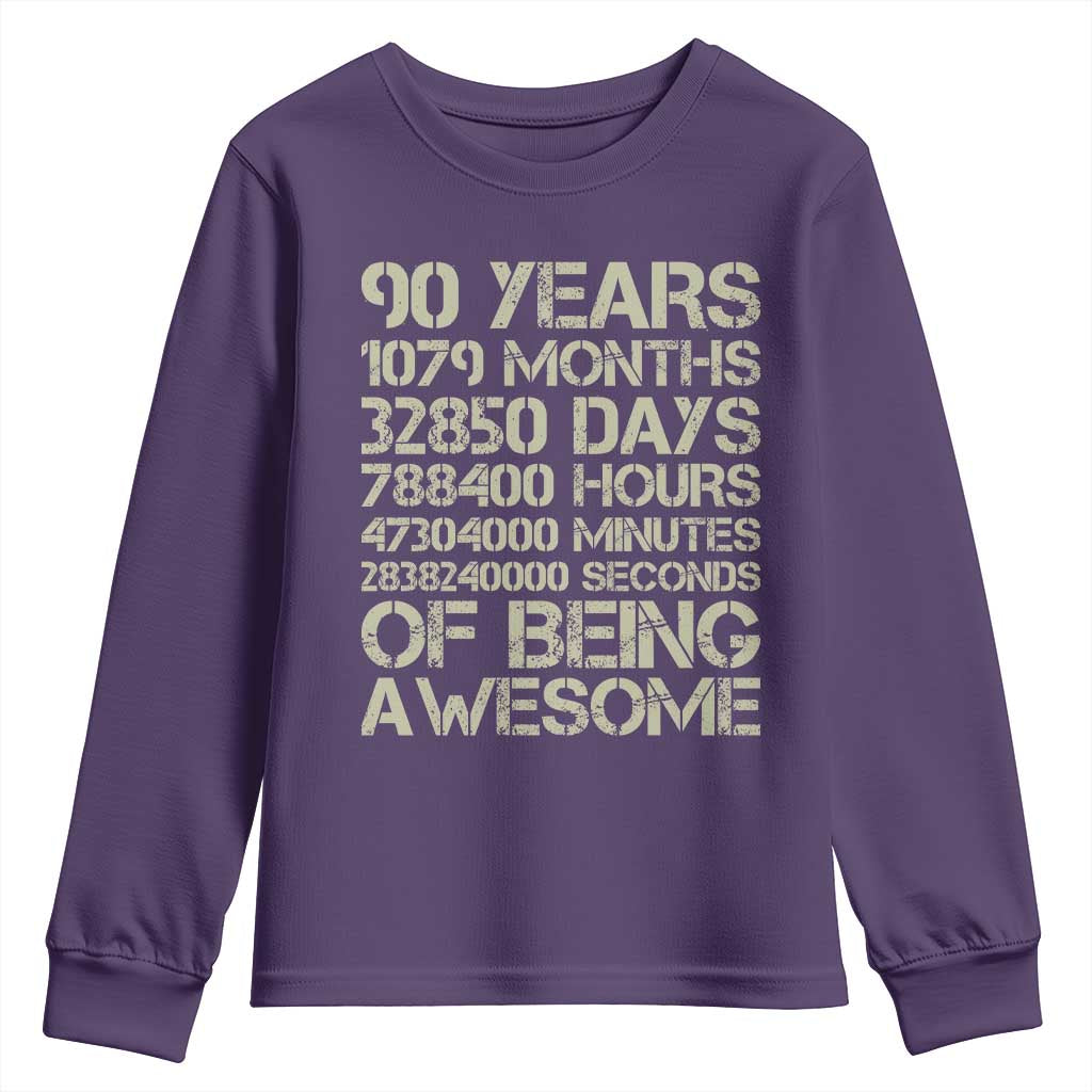 90 Years Of Being Awesome Youth Sweatshirt 90th Birthday Gift Idea