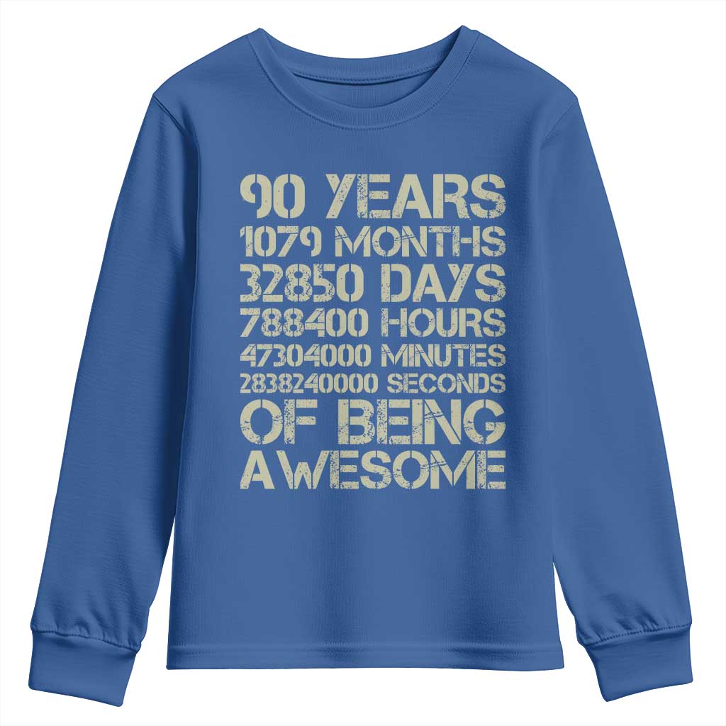 90 Years Of Being Awesome Youth Sweatshirt 90th Birthday Gift Idea