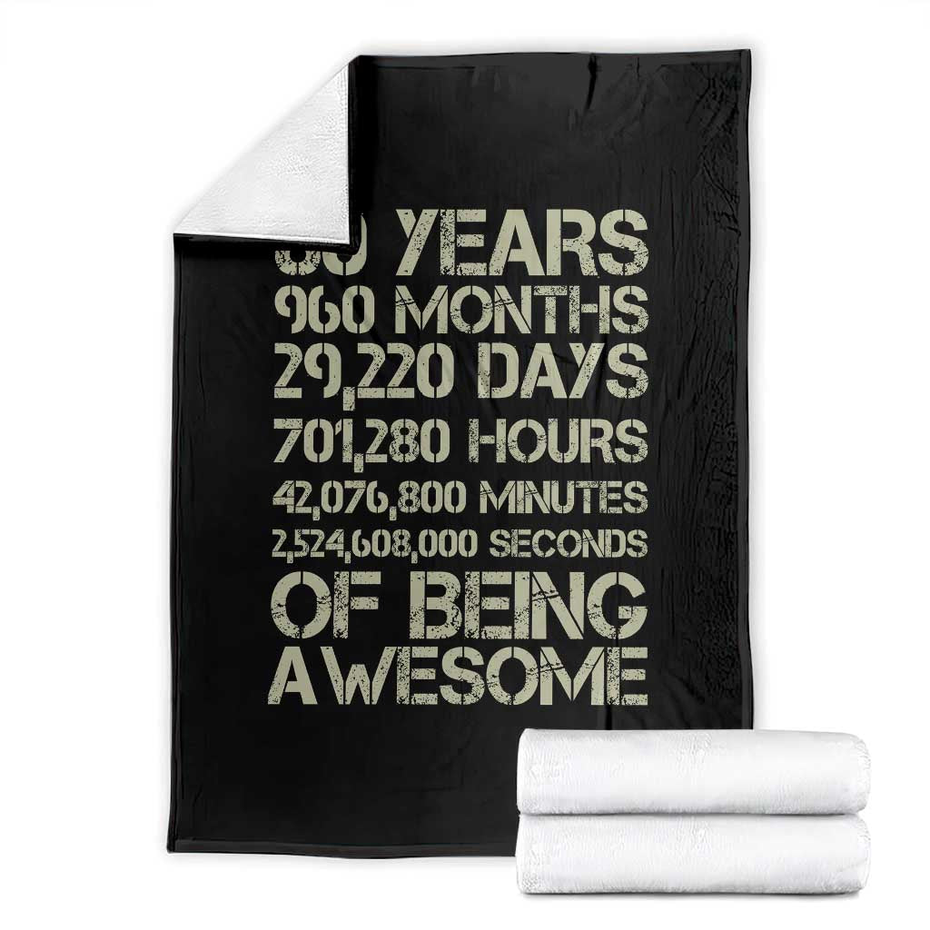 Vintage 80th Birthday Gift Throw Blanket 80 Years Of Being Awesome