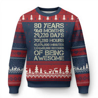 Vintage 80th Birthday Gift Ugly Christmas Sweater 80 Years Of Being Awesome