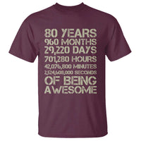 Vintage 80th Birthday Gift T Shirt 80 Years Of Being Awesome