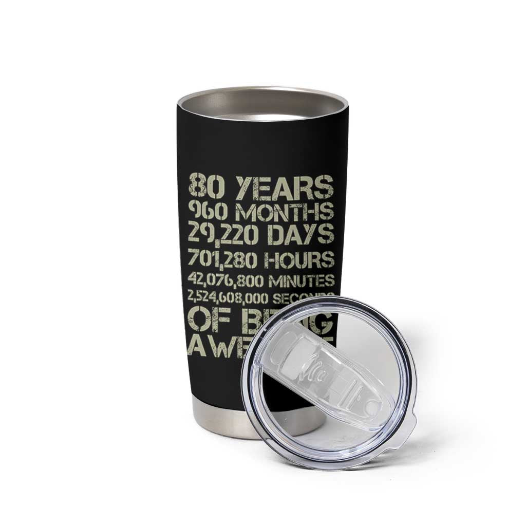 Vintage 80th Birthday Gift Tumbler Cup 80 Years Of Being Awesome