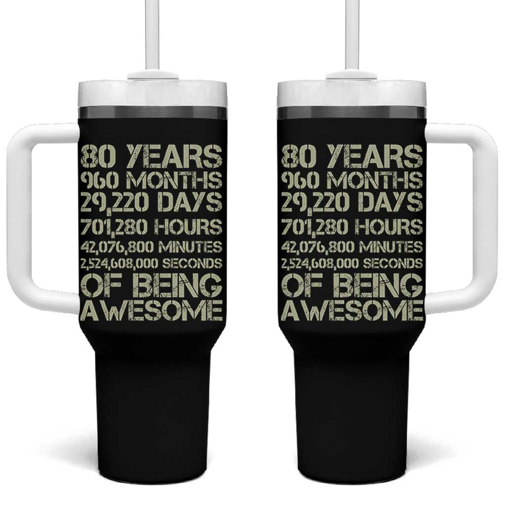 Vintage 80th Birthday Gift Tumbler With Handle 80 Years Of Being Awesome