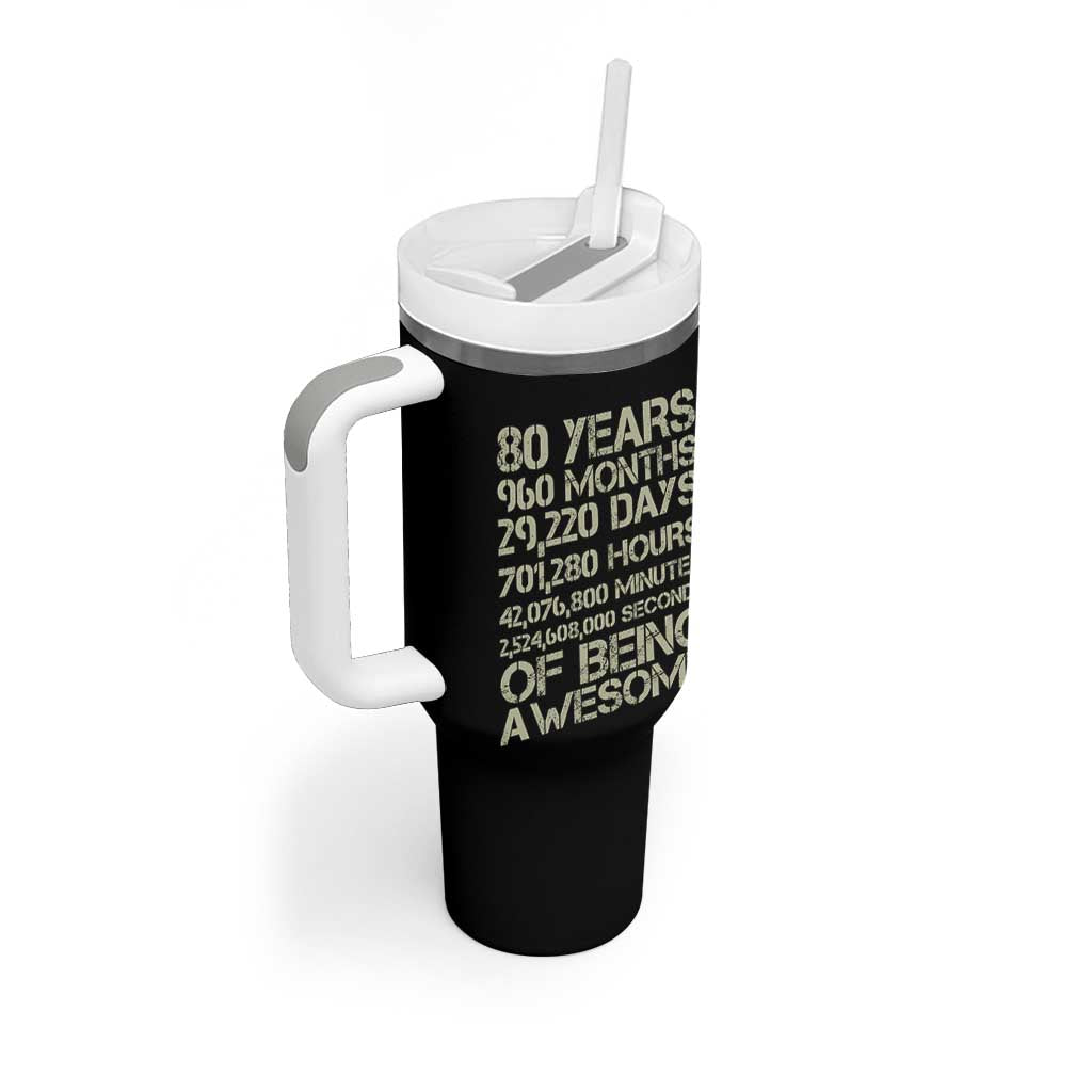 Vintage 80th Birthday Gift Tumbler With Handle 80 Years Of Being Awesome