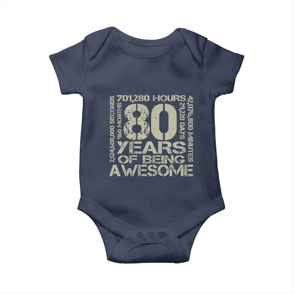 80th Milestone Birthday Baby Onesie 80 Years Of Being Awesome