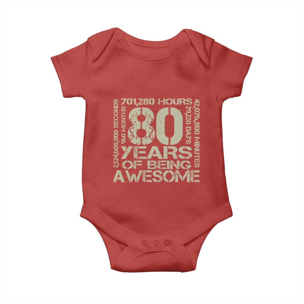 80th Milestone Birthday Baby Onesie 80 Years Of Being Awesome