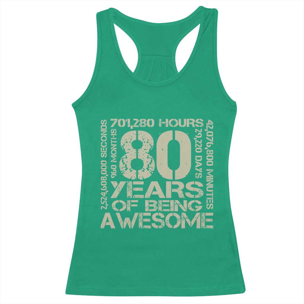 80th Milestone Birthday Racerback Tank Top 80 Years Of Being Awesome