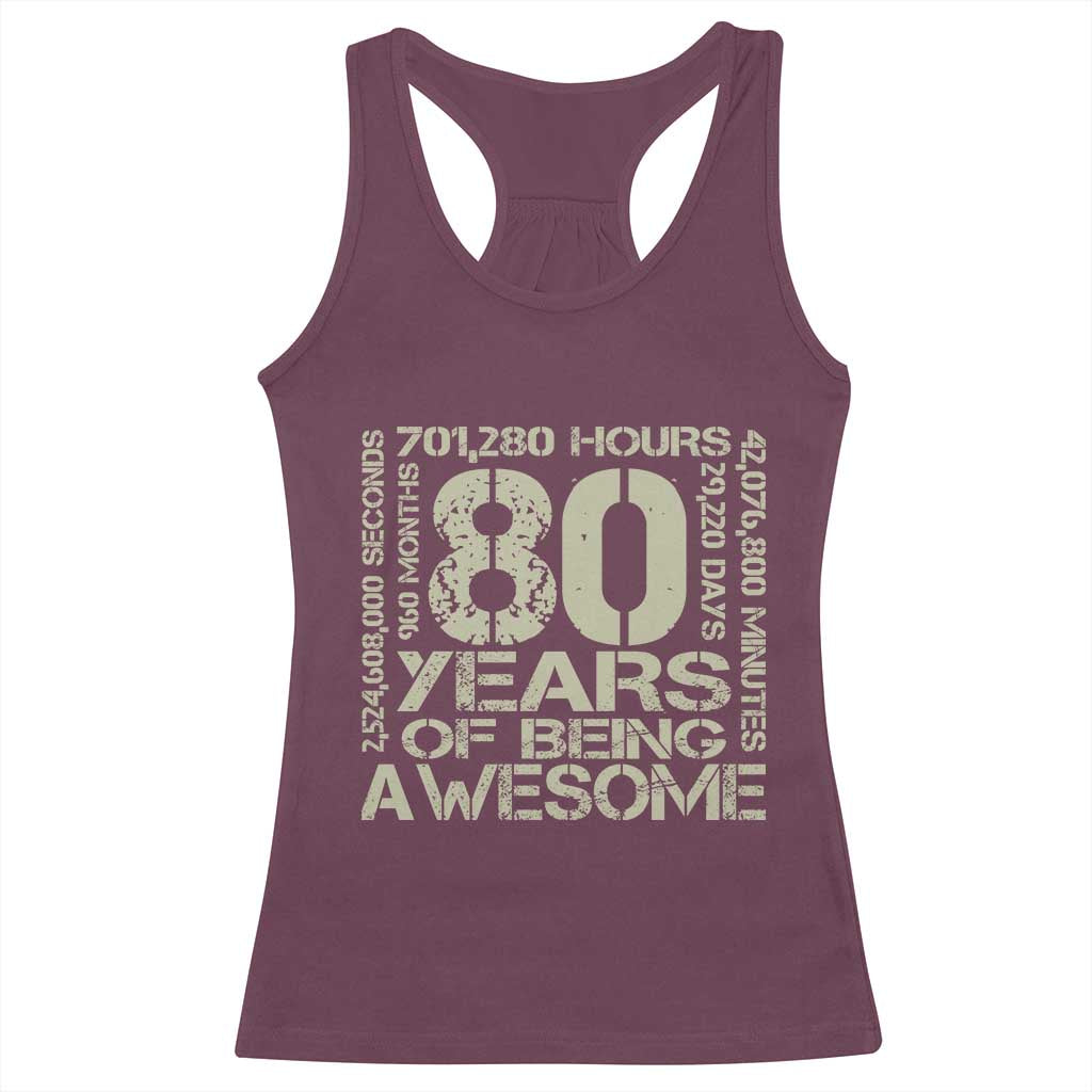 80th Milestone Birthday Racerback Tank Top 80 Years Of Being Awesome